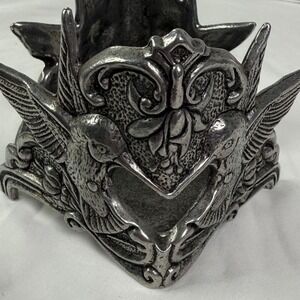 1997 Carson Pewter Hummingbirds Large Jar Candle Holder Stmped